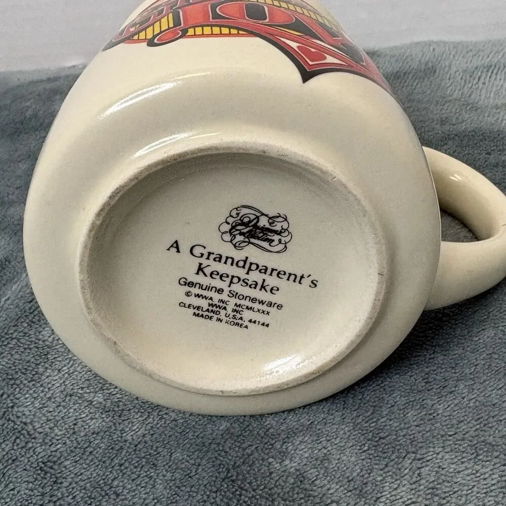 Vintage Grandfather Is Love White Stoneware coffee 10 oz. Grandparents Keepsake